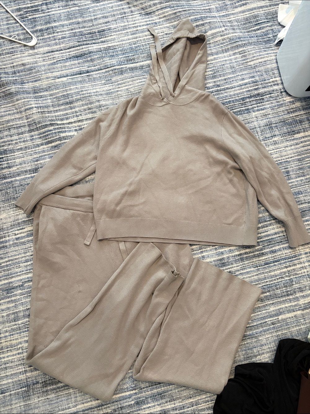George Neutral Taupe Knit Hoodie & Lounge Pants Set